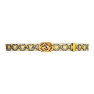 Gucci Women’s Interlocking G Polka Dot Supreme Canvas Belt Beige Ebony Yellow 95